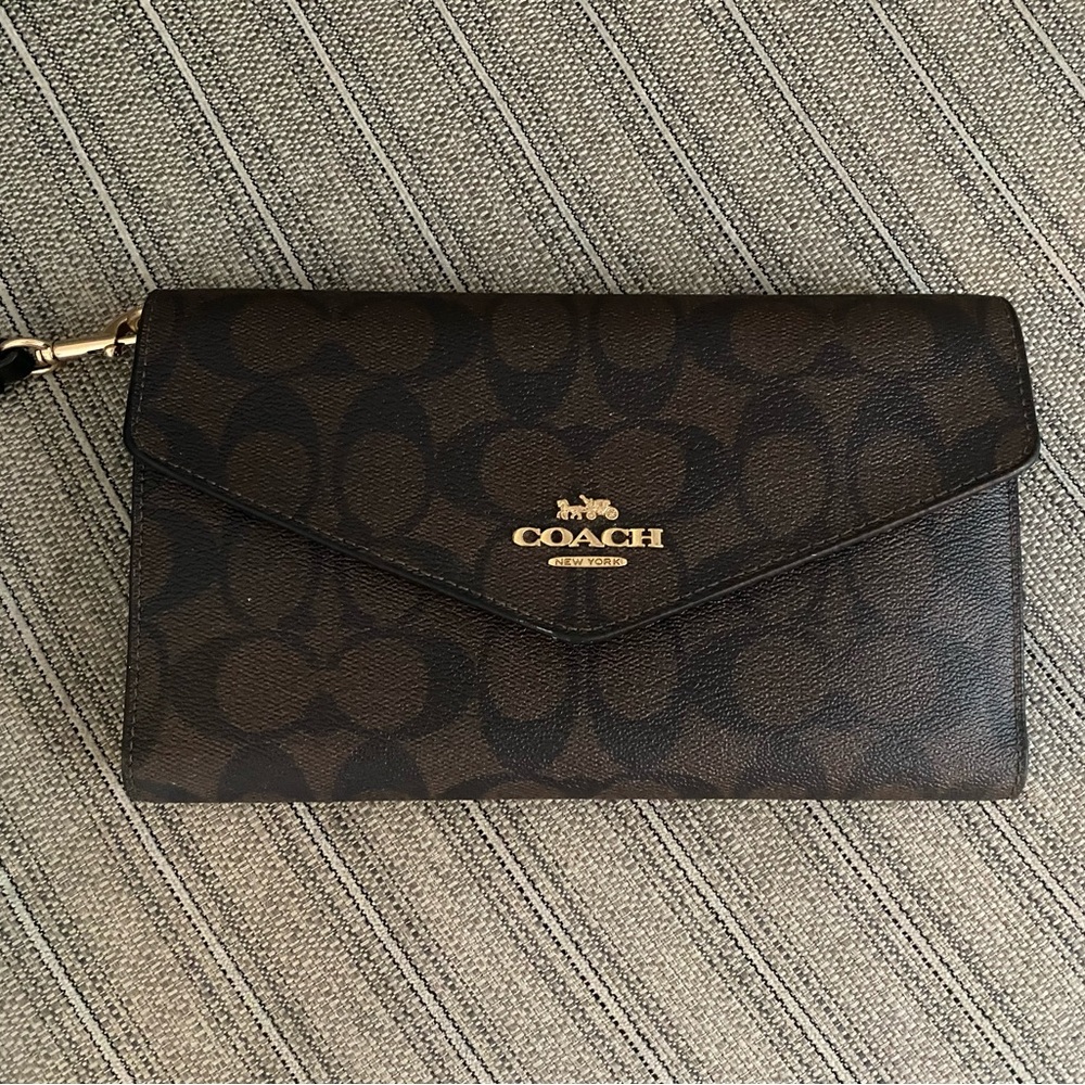Coach original black and brown wallet with handle strap